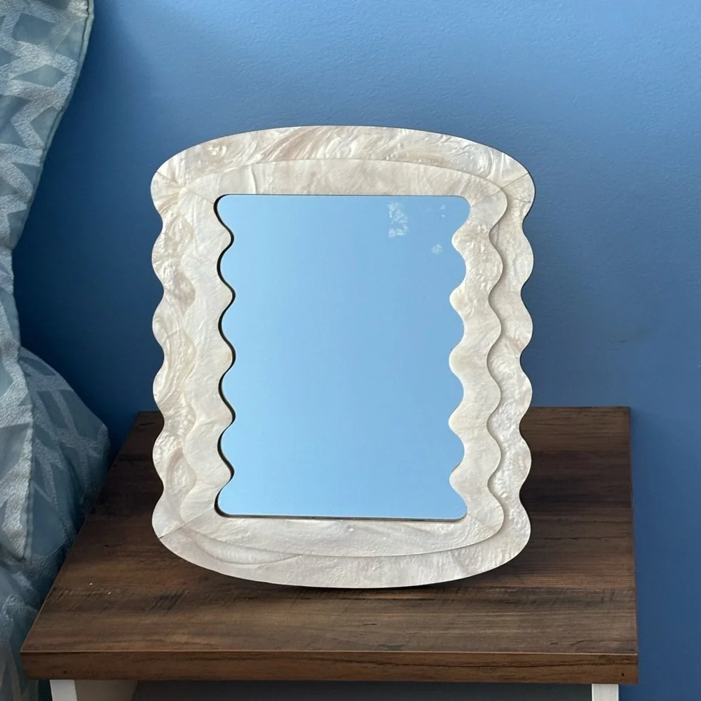 {SHEIN} Scalloped Cream Colored Mirror